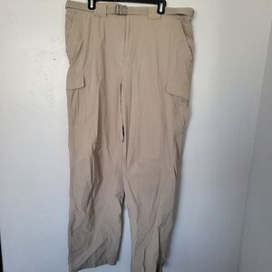 Columbia Men's XL 34L 34 Long Tan Beige Nylon Pants Outdoor Hiking Fishing Cargo